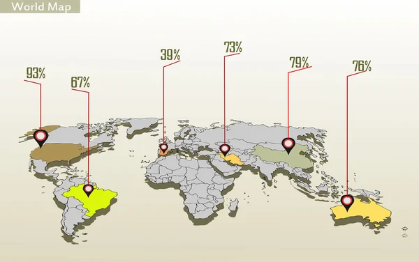 Mappa del mondo e grafica dell'informazione — Vettoriale Stock