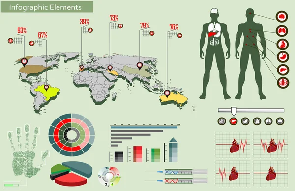 Conjunto de apresentação de infográficos médicos — Vetor de Stock