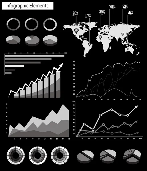 Mapa del mundo y gráficos de la información — Vector de stock