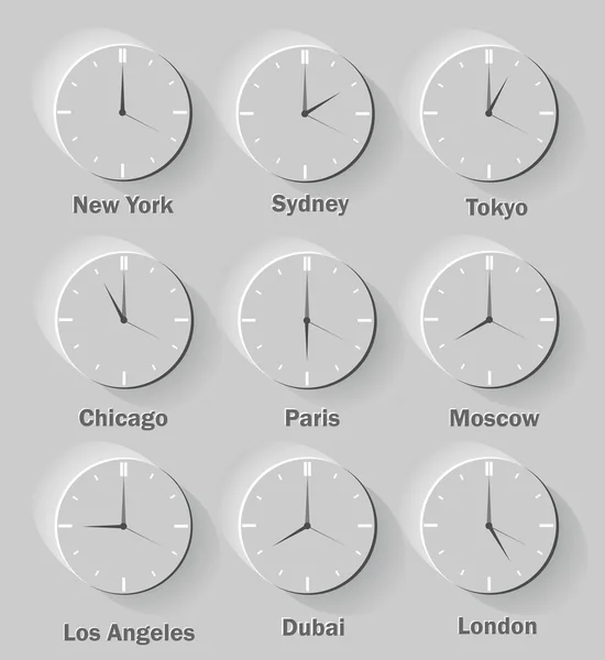 Iconos del reloj mundial — Vector de stock