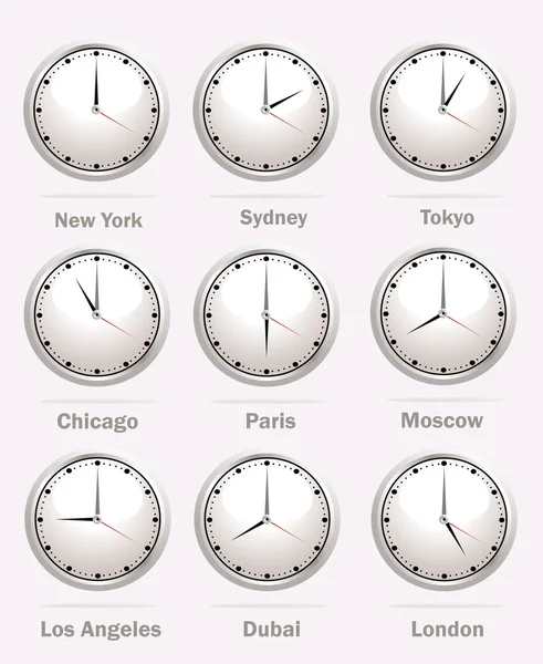 Icônes Horloge mondiale — Image vectorielle