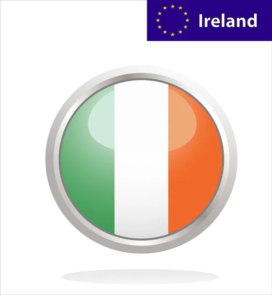 Ireland botón de bandera — Vector de stock