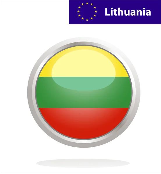 Botón bandera lithuania — Vector de stock