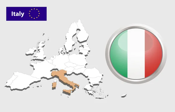 Italië vlag knop — Stockvector