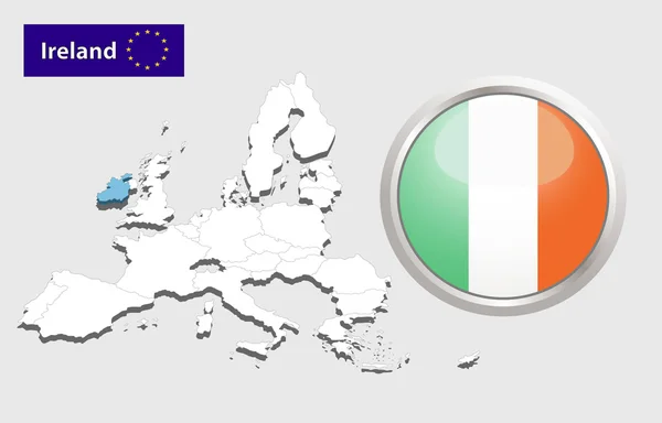 Ireland  flag button — Stock Vector