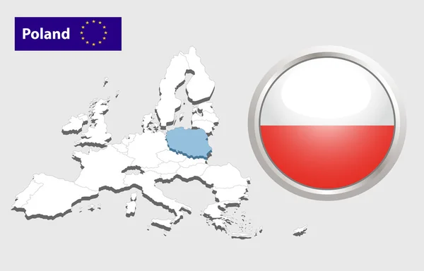 Botón bandera de Polonia — Archivo Imágenes Vectoriales