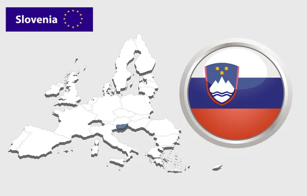斯洛文尼亚国旗按钮 — 图库矢量图片