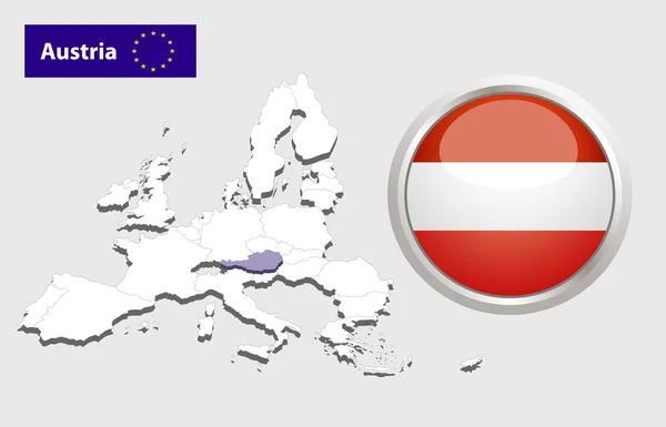 Austria botón de bandera — Archivo Imágenes Vectoriales