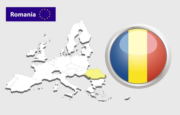 Кнопка флага Румынии — стоковый вектор