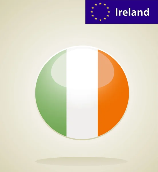 Ireland botón de bandera — Vector de stock