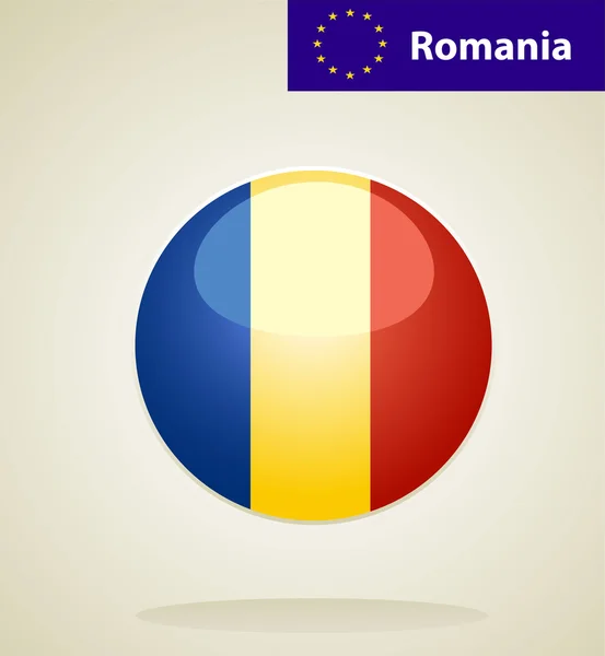 Bouton drapeau roumain — Image vectorielle