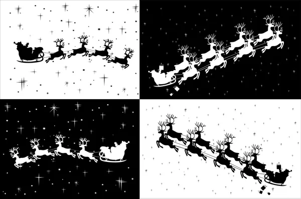 圣诞老人坐着雪橇 — 图库矢量图片