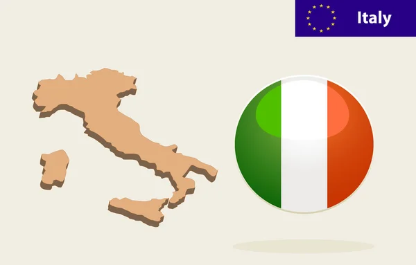 3d mapa de Italia — Vector de stock