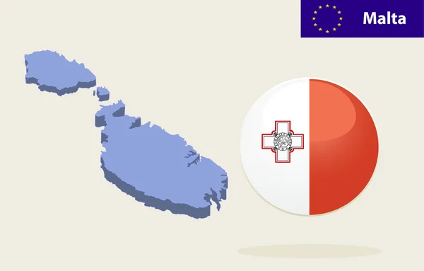Mapa 3D de Malta — Vector de stock