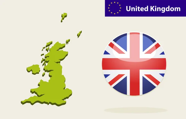 3d mapa de Reino Unido — Vetor de Stock