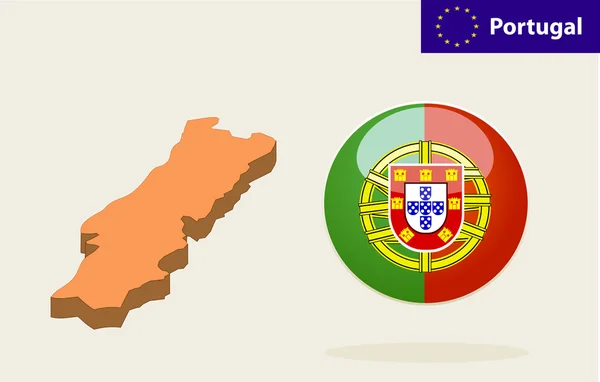 3D Map of Portugal — Stock Vector