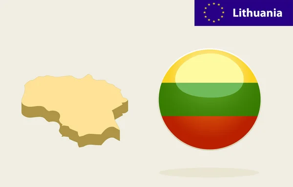 Mapa 3D de Lituania — Vector de stock