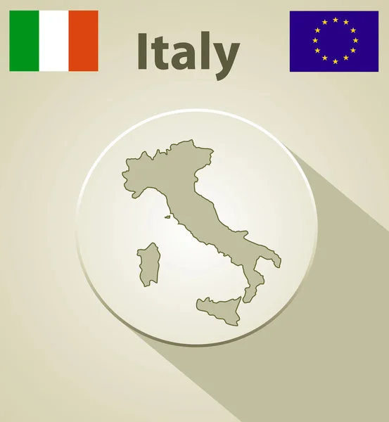 Vlag van Italië en de Europese Unie. — Stockvector