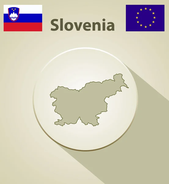 斯洛文尼亚和欧洲联盟的旗帜 — 图库矢量图片