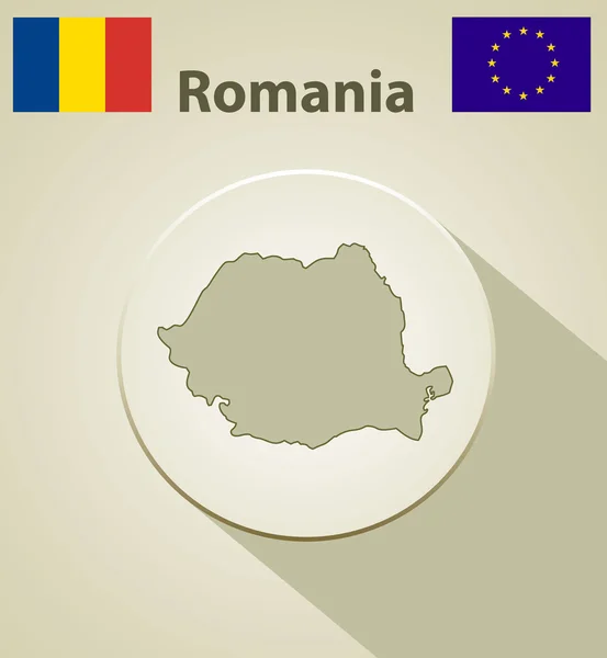 Drapeau de la Roumanie et de l'Union européenne — Image vectorielle