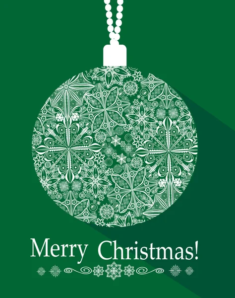 Carte de voeux avec boule de Noël — Image vectorielle