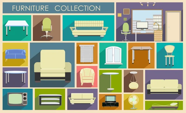 Conjunto de iconos de muebles — Archivo Imágenes Vectoriales