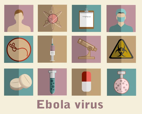 Ebola virus flat style icons — Stock Vector