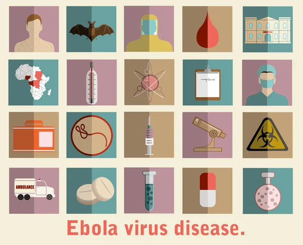 Ebola-Virus flache Stil-Symbole — Stockvektor