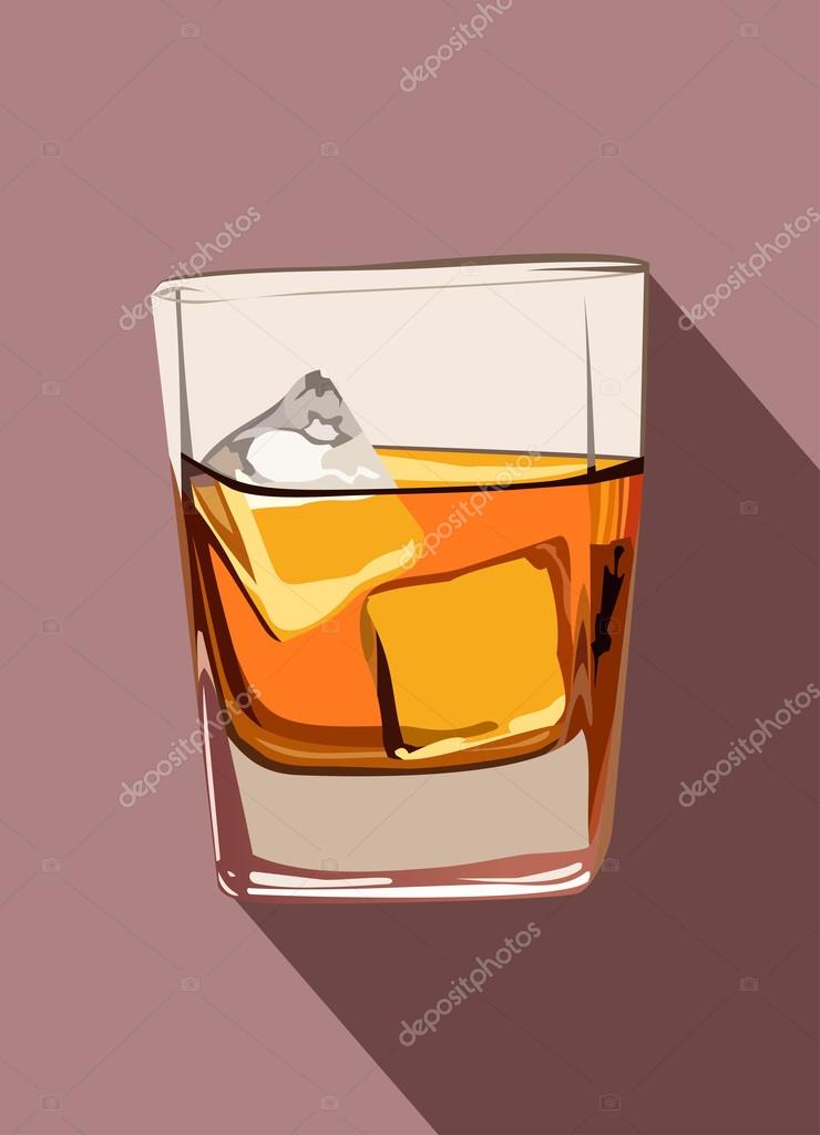Whiskey With Ice Cubes In Glass Stock Photo, Picture and Royalty