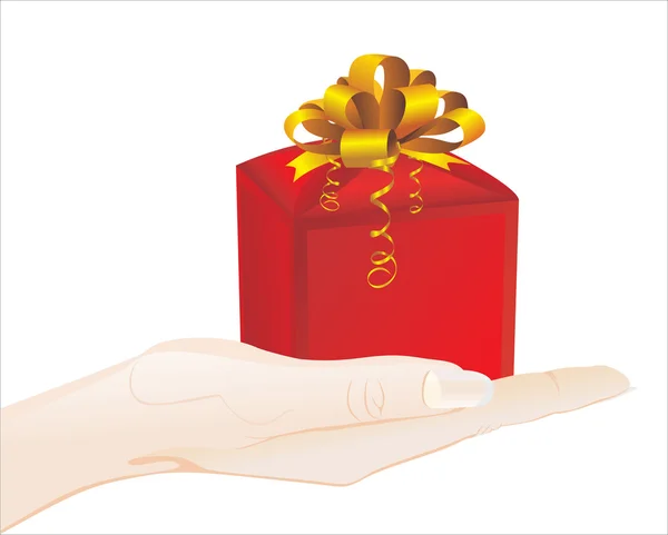 Gift box on human hand — Stock Vector