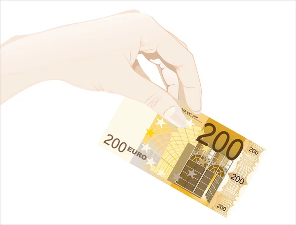 Hand met geld bankbiljetten — Stockvector