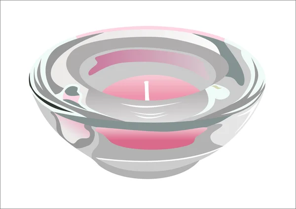 Bougie rose en chandelier en verre — Image vectorielle
