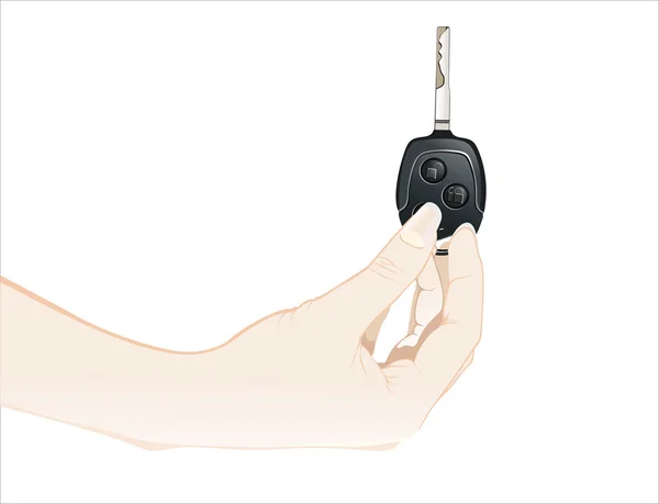 Lidská ruka drží Auto klíč — Stockový vektor