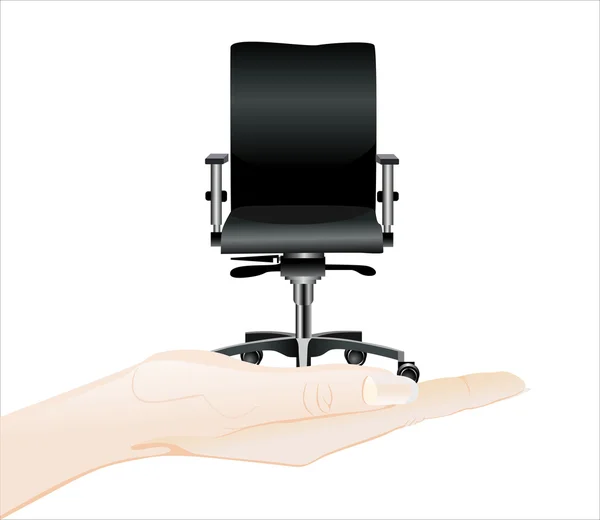 Hand hält Büro moderner Stuhl — Stockvektor