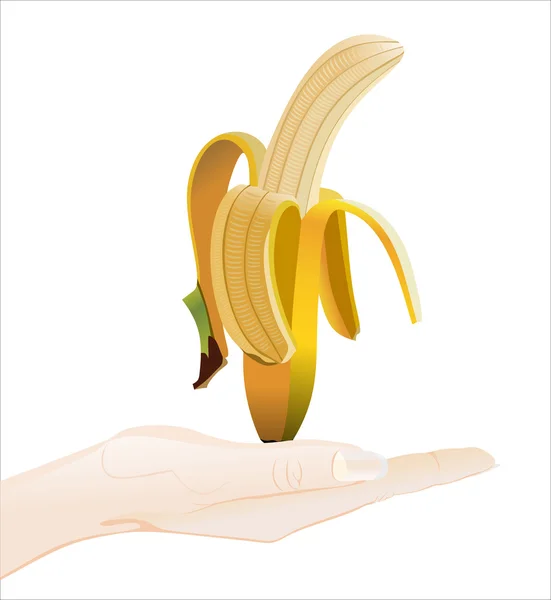 Рука тримає стиглий солодкий банан — стоковий вектор