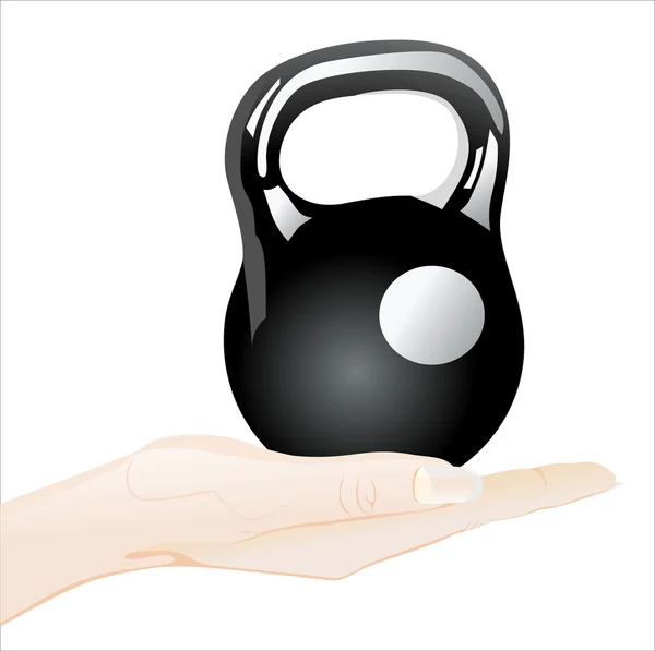 Χέρι που κρατά το kettlebell μαύρο σίδερο — Διανυσματικό Αρχείο