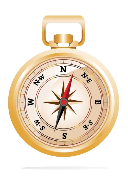 Golden shiny compass — Stock Vector