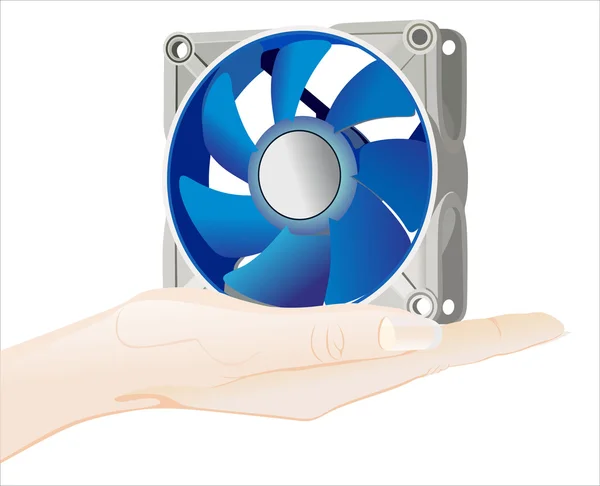 Hand holding cpu cooler — Stock Vector