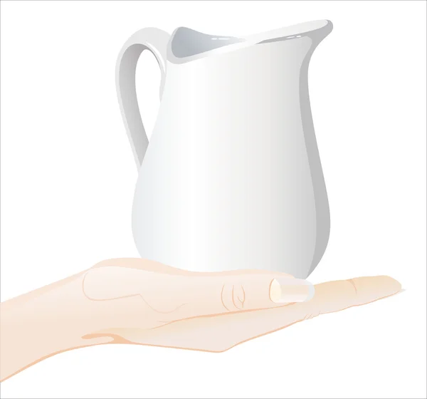 Hand holding white empty jar — Stock Vector