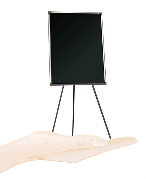 Hand holding black blank chalkboard — Stock Vector