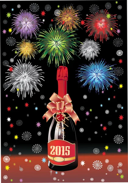 New year poster with champagne — Stock Vector