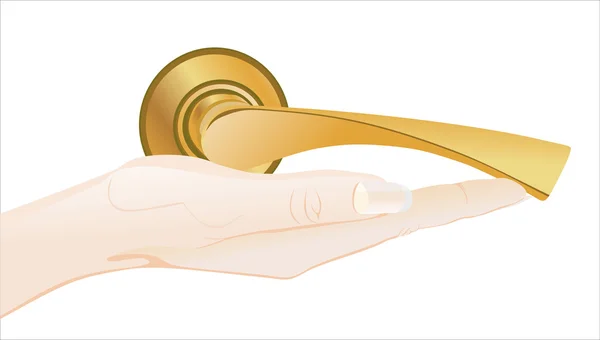 Hand holding door handle — Stock Vector