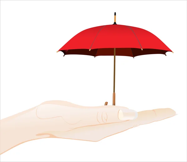 Mão humana segurando guarda-chuva — Vetor de Stock
