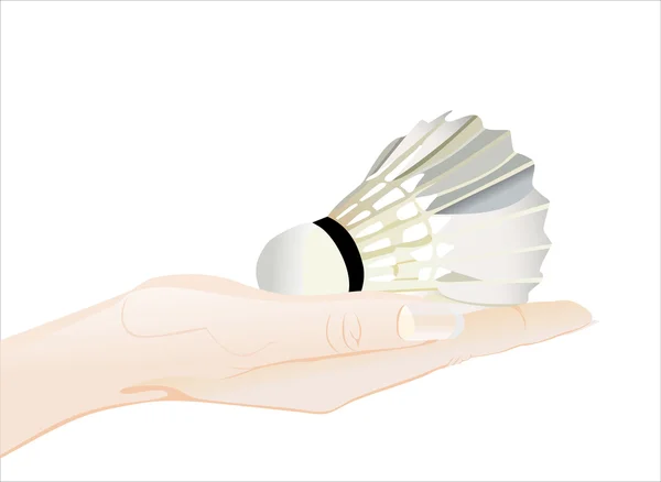 Mänsklig hand innehav badmintonbollen — Stock vektor