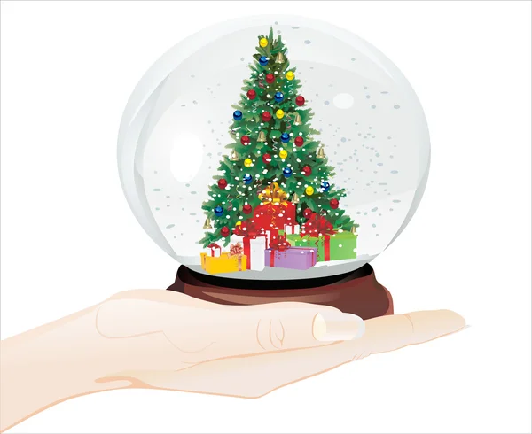 Ανθρώπινο χέρι με το χριστουγεννιάτικο έλατο — Διανυσματικό Αρχείο
