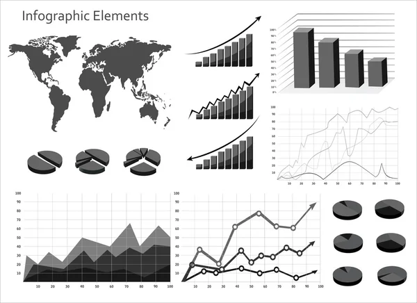 Mapa del mundo y gráficos de la información — Vector de stock