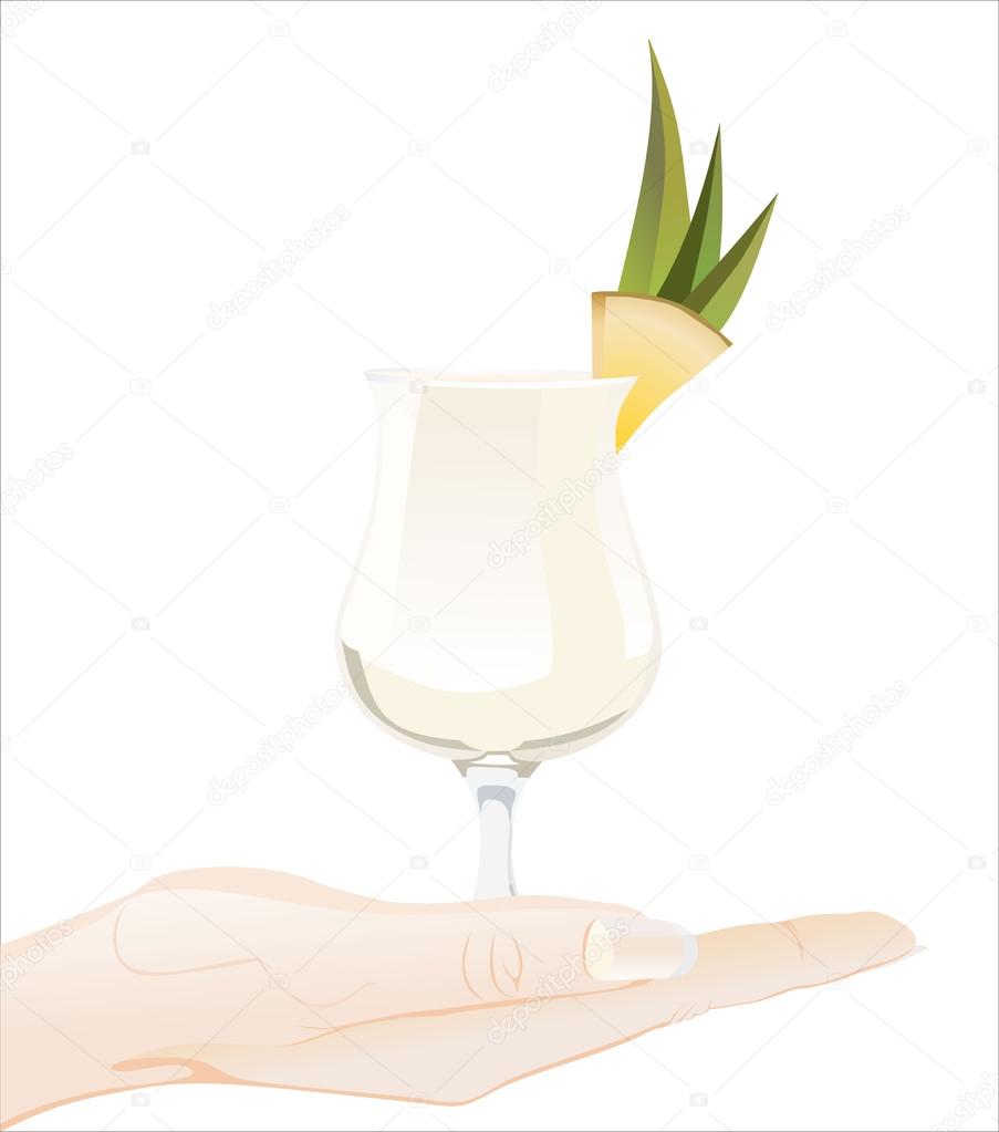 Hand holding Pina Colada Cocktail Stock Vector by ©mitay20 97448622