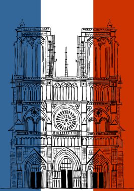 Elle çizilmiş Notre Dame de Paris Katedrali, Fransa