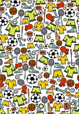 Spor çizgi film elemanları ile desen