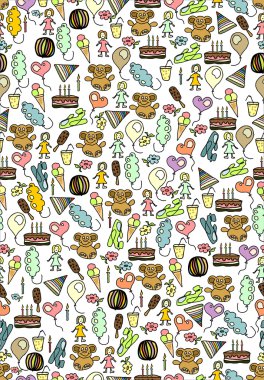 çizgi film elemanları ile çocukça desen